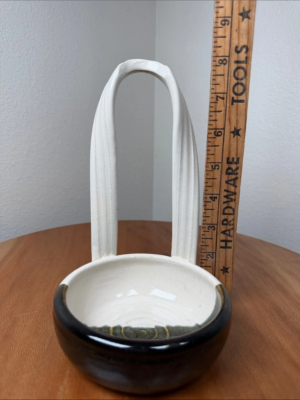 Handmade Art Pottery Ceramic Standing Spoon Rest Cottagecore Farmhouse white